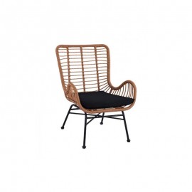 Καρέκλα Κήπου ABUDIUS Φυσικό/Μαύρο Μέταλλο/Rattan 60x60x85cm